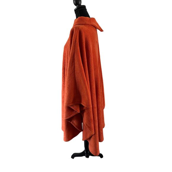 Vintage Cozy Orange Teddy Poncho - One Size - Picture 2 of 4
